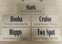 Load image into Gallery viewer, Custom Engraved Horse Stall Plate - Bold Lamacoid Plastic - Realistic Metallic Options