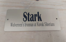 Load image into Gallery viewer, Custom Engraved Horse Stall Plate - Bold Lamacoid Plastic - Realistic Metallic Options