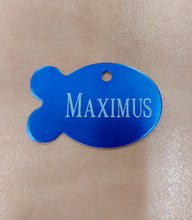 Load image into Gallery viewer, Custom Engraved Dog/ Cat Tag - Fish Shape - Drag/ Rotary Engraved