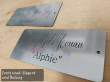 Load image into Gallery viewer, Custom Engraved Horse Stall Plate - Bold Lamacoid Plastic - Realistic Metallic Options