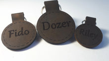 Load image into Gallery viewer, Leather ID Tags - Round Shape - Two Sides Engravable