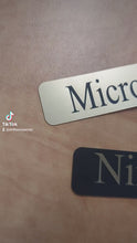 Load and play video in Gallery viewer, Tack Name Plate - 1" x 3" Bold Lamacoid Plastic - Realistic Metallic Options