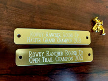 Load image into Gallery viewer, Two line Halter Plate - Great for Awards! - Aluminum