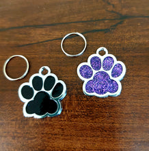 Load image into Gallery viewer, Custom Engraved Dog/ Cat Tag - Premium Glitter Paw Shape