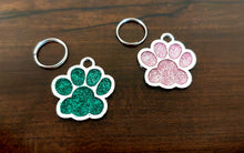 Load image into Gallery viewer, Custom Engraved Dog/ Cat Tag - Premium Glitter Paw Shape