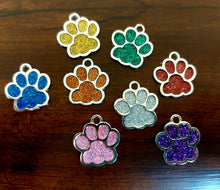 Load image into Gallery viewer, Custom Engraved Dog/ Cat Tag - Premium Glitter Paw Shape