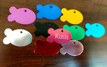 Load image into Gallery viewer, Custom Engraved Dog/ Cat Tag - Fish Shape - Drag/ Rotary Engraved