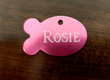 Load image into Gallery viewer, Custom Engraved Dog/ Cat Tag - Fish Shape - Drag/ Rotary Engraved