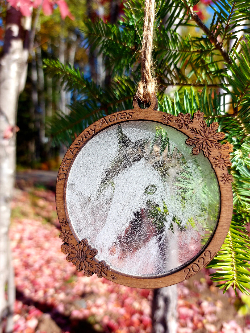 Custom Acrylic Photo Ornament with Wood Frame