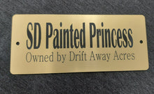 Load image into Gallery viewer, Custom Engraved Horse Stall Plate - Bold Lamacoid Plastic - Realistic Metallic Options