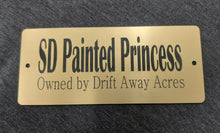 Load image into Gallery viewer, Custom Engraved Horse Stall Plate - Bold Lamacoid Plastic - Realistic Metallic Options