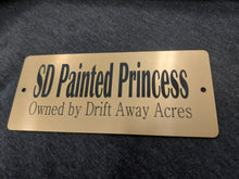 Load image into Gallery viewer, Custom Engraved Horse Stall Plate - Bold Lamacoid Plastic - Realistic Metallic Options