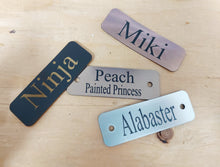 Load image into Gallery viewer, Tack Name Plate - 1" x 3" Bold Lamacoid Plastic - Realistic Metallic Options
