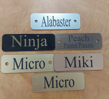 Load image into Gallery viewer, Tack Name Plate - 1" x 3" Bold Lamacoid Plastic - Realistic Metallic Options