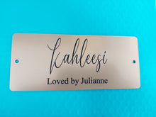 Load image into Gallery viewer, Custom Engraved Horse Stall Plate - Bold Lamacoid Plastic - Realistic Metallic Options