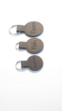 Load image into Gallery viewer, Leather Dog Tags - Round Shape - Quiet and Stylish - Natural or Darkened Letters