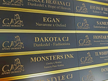 Load image into Gallery viewer, Stall Name Plate Slider Set - Bold Lamacoid Plastic - Realistic Metallic Options