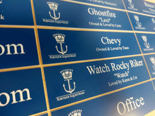 Load image into Gallery viewer, Stall Name Plate Slider Set - Bold Lamacoid Plastic - Realistic Metallic Options