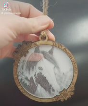 Load and play video in Gallery viewer, Custom Acrylic Photo Ornament with Wood Frame