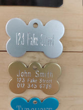 Load image into Gallery viewer, Custom Engraved Dog Tag - Bone Shape - Drag/ Rotary Engraved