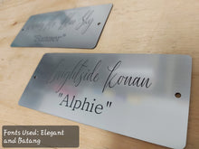 Load image into Gallery viewer, Custom Engraved Horse Stall Plate - Bold Lamacoid Plastic - Realistic Metallic Options

